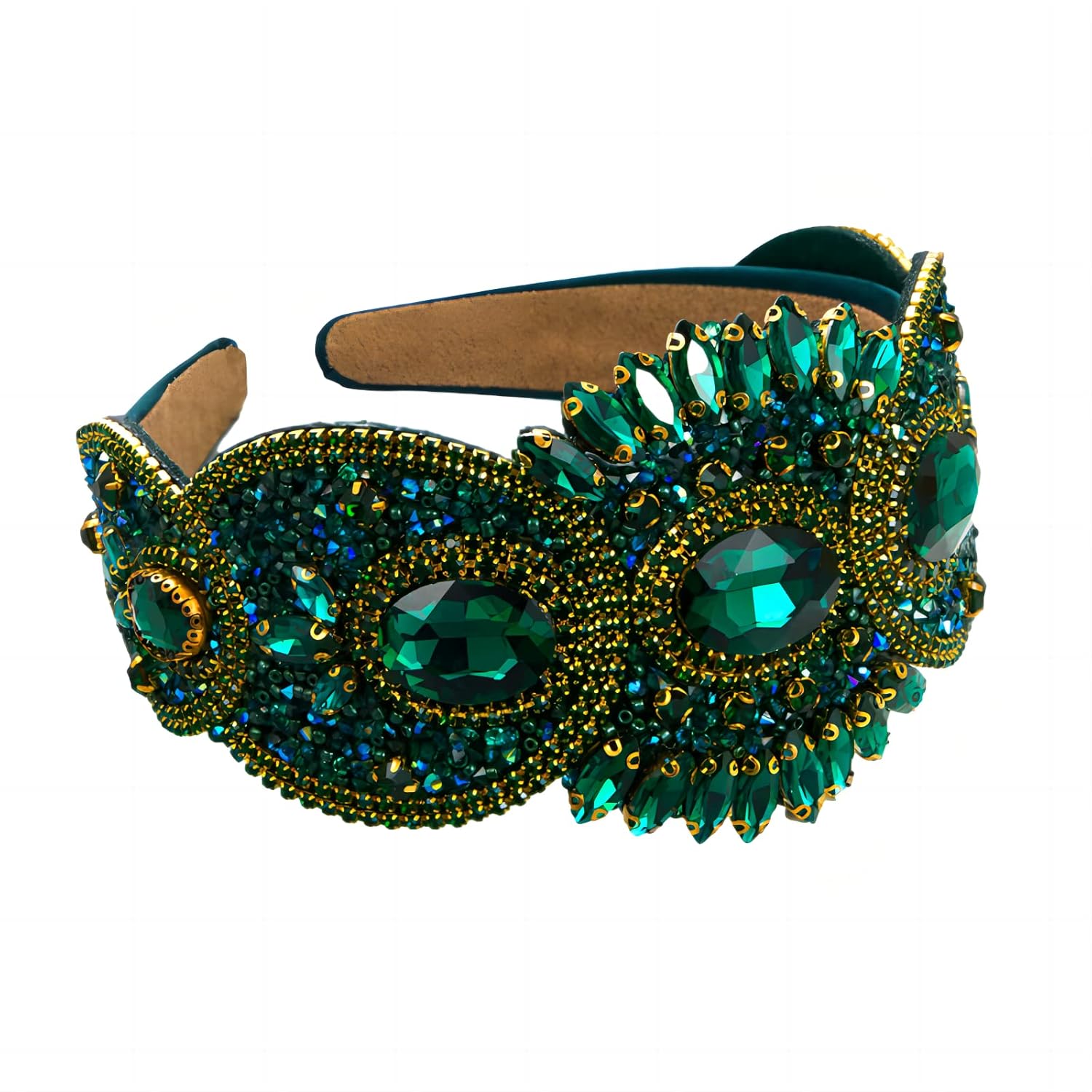 Women's Fashion Headband, Women's Wide Rhinestone Decorative Headband Hair Accessories For Women And Girls (green)