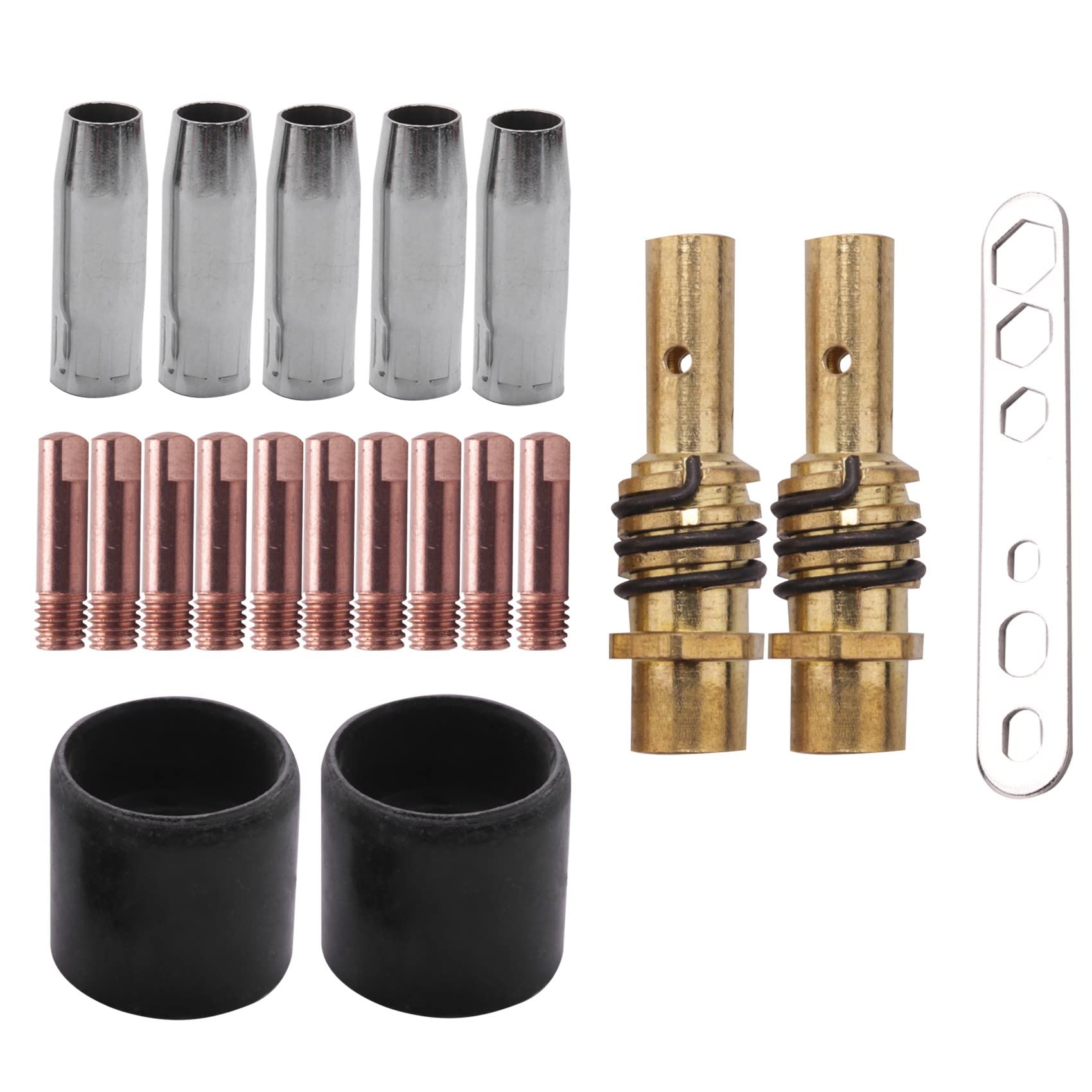 Littimoon 20Pcs Nozzles Contact Tips Holders Mig Welder Consumable Accessory for 15Ak Mb15 Mig Co2 Welding Torch