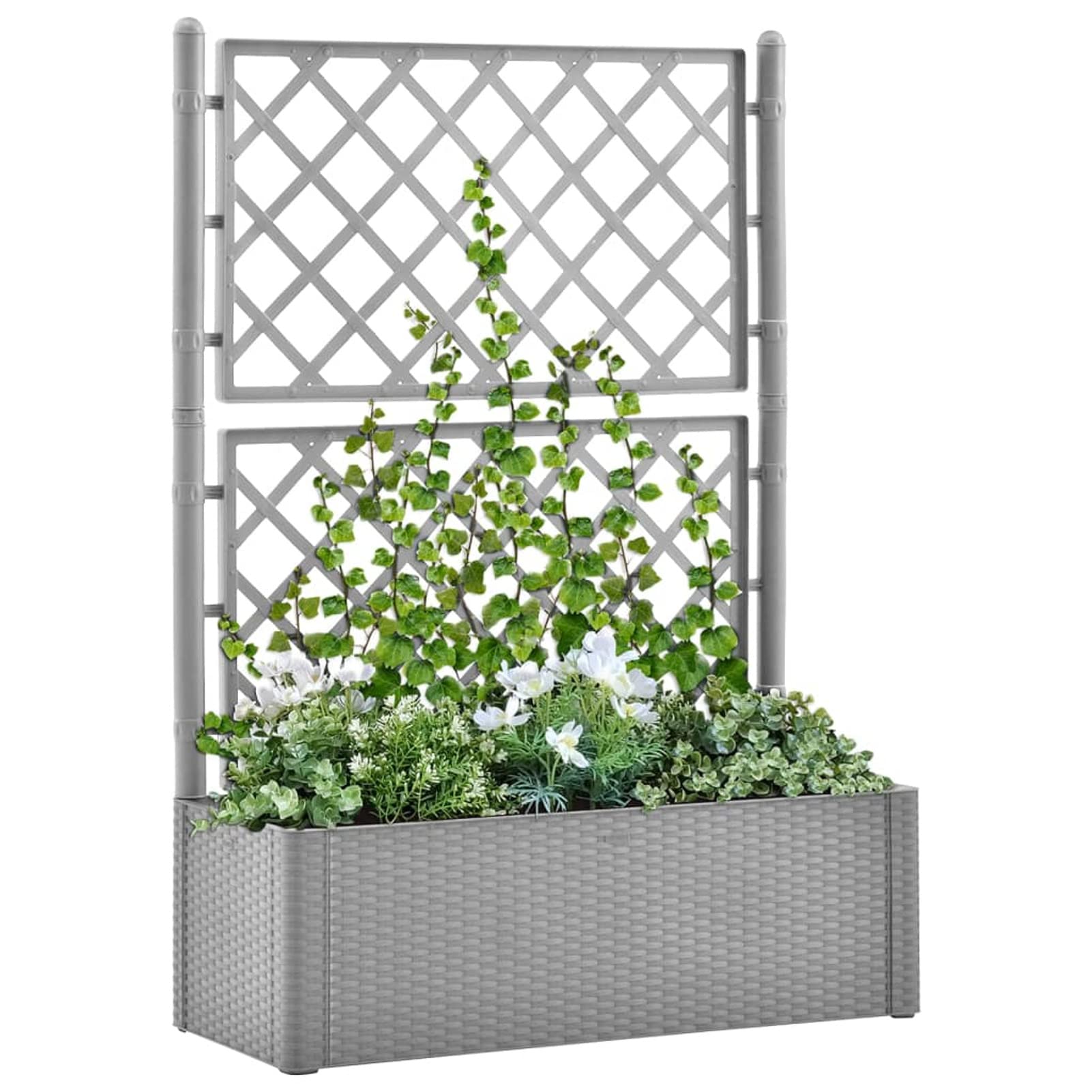 ShGaxin Arriate, Tavolo Da Coltivo, Orto Domestico, Arriate Da Giardino, Coltivazione Di Piante Aromatiche, con Traliccio e Sistema di Irrigazione Automatica Grigio