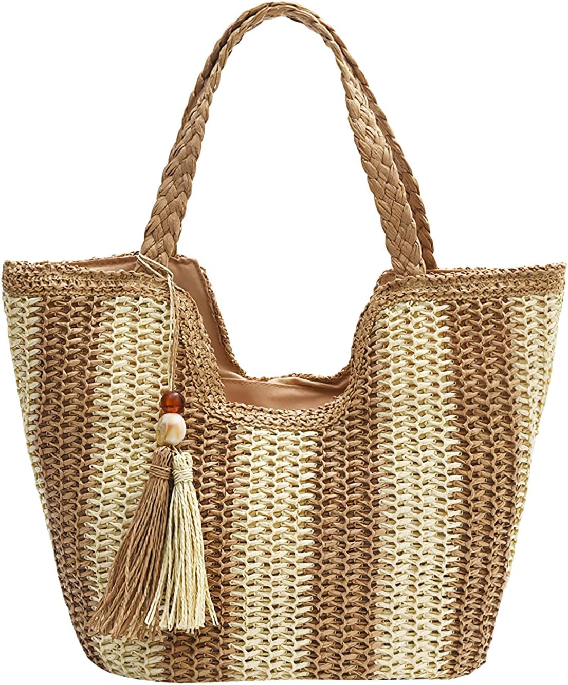 Long Keeper Women Straw Beach Bag Large Weave Tote Bags Summer Boho Shoulder Bag Woven Handbag for Travel Vacation Shopping
