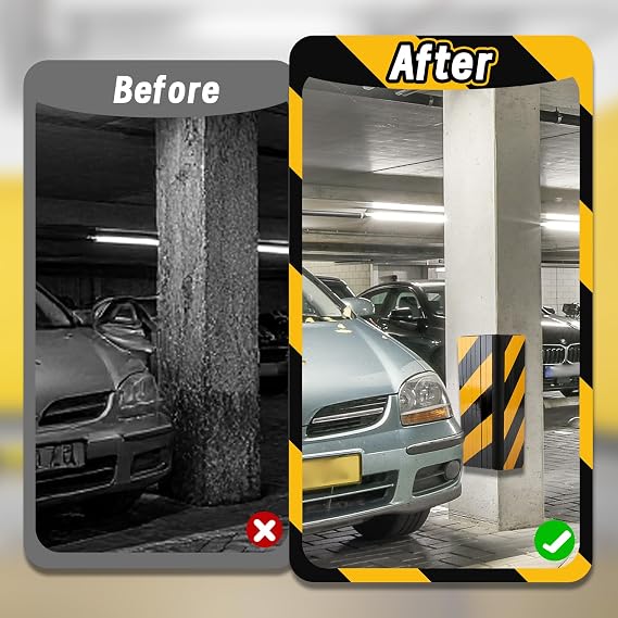 2Pcs Garage Wall Protector, Reflective Foam Garage Bumpers for Parking Car, Wall Column Corner Guard Garage Wall Bumper, Garage Pole Protector Padding for Parking Lot (Yellow)