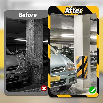 2Pcs Garage Wall Protector, Reflective Foam Garage Bumpers for Parking Car, Wall Column Corner Guard Garage Wall Bumper, Garage Pole Protector Padding for Parking Lot (Yellow)