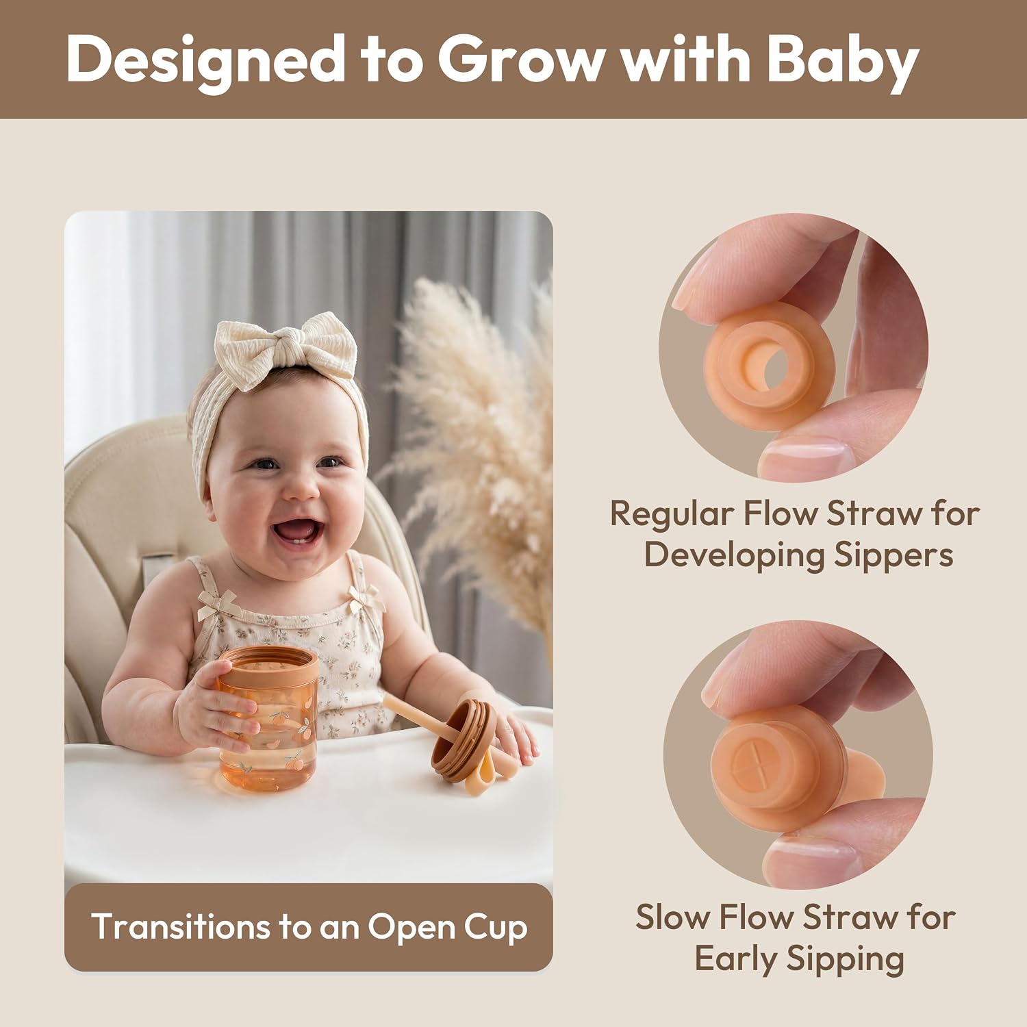 Moonkie Silicone Baby Straw Cup with Lid - Toddler Sippy Cup with Straw & Spill-Resistant Water Cup for Baby-Led Weaning - BPA-Free Dishwasher Safe Training Cup - 6 Months+, 5 oz, 2-Pack