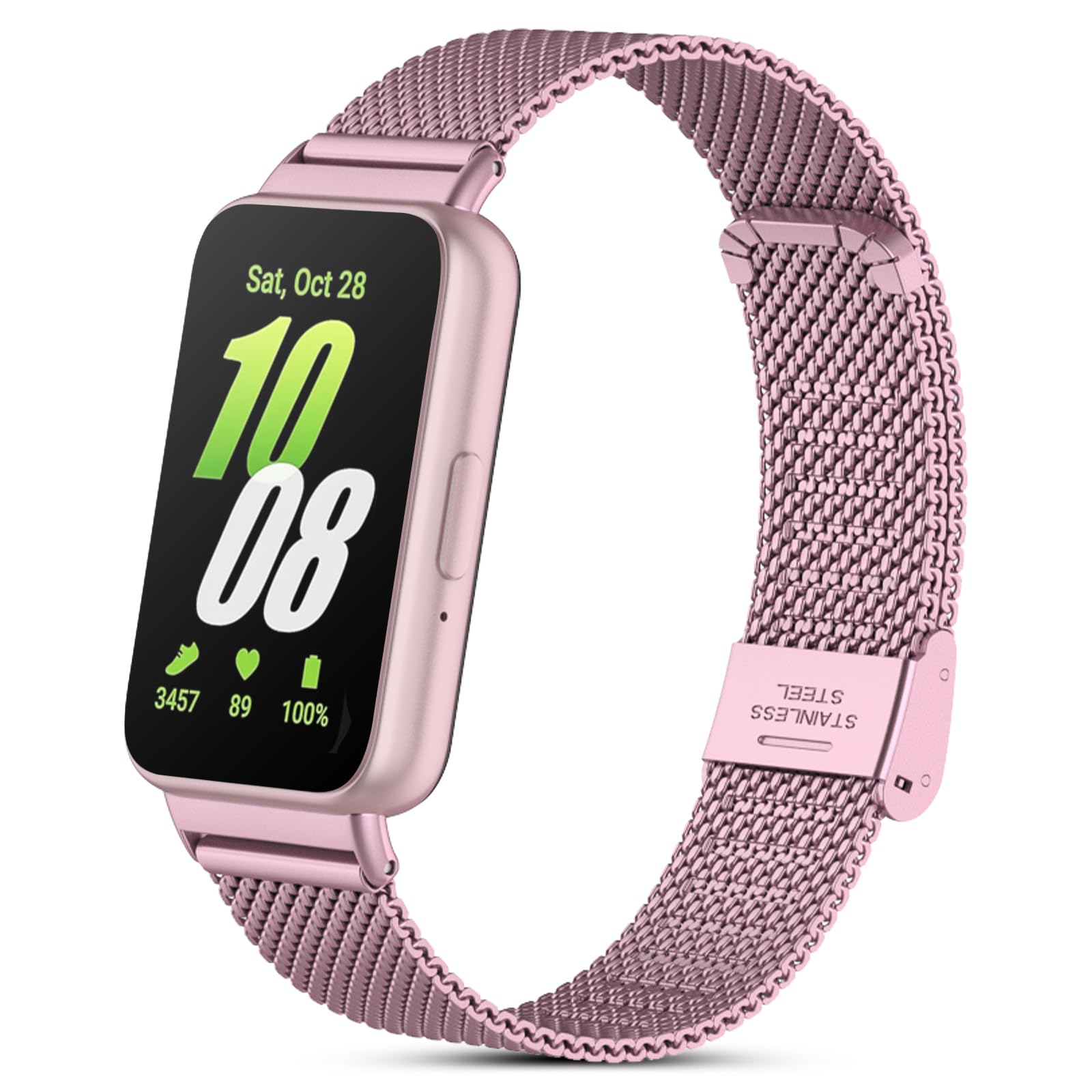 RenSheng Correa Compatible con Samsung Galaxy Fit 3,Pulsera Acero Inoxidable Metal Replacement Band para Samsung Galaxy Fit 3