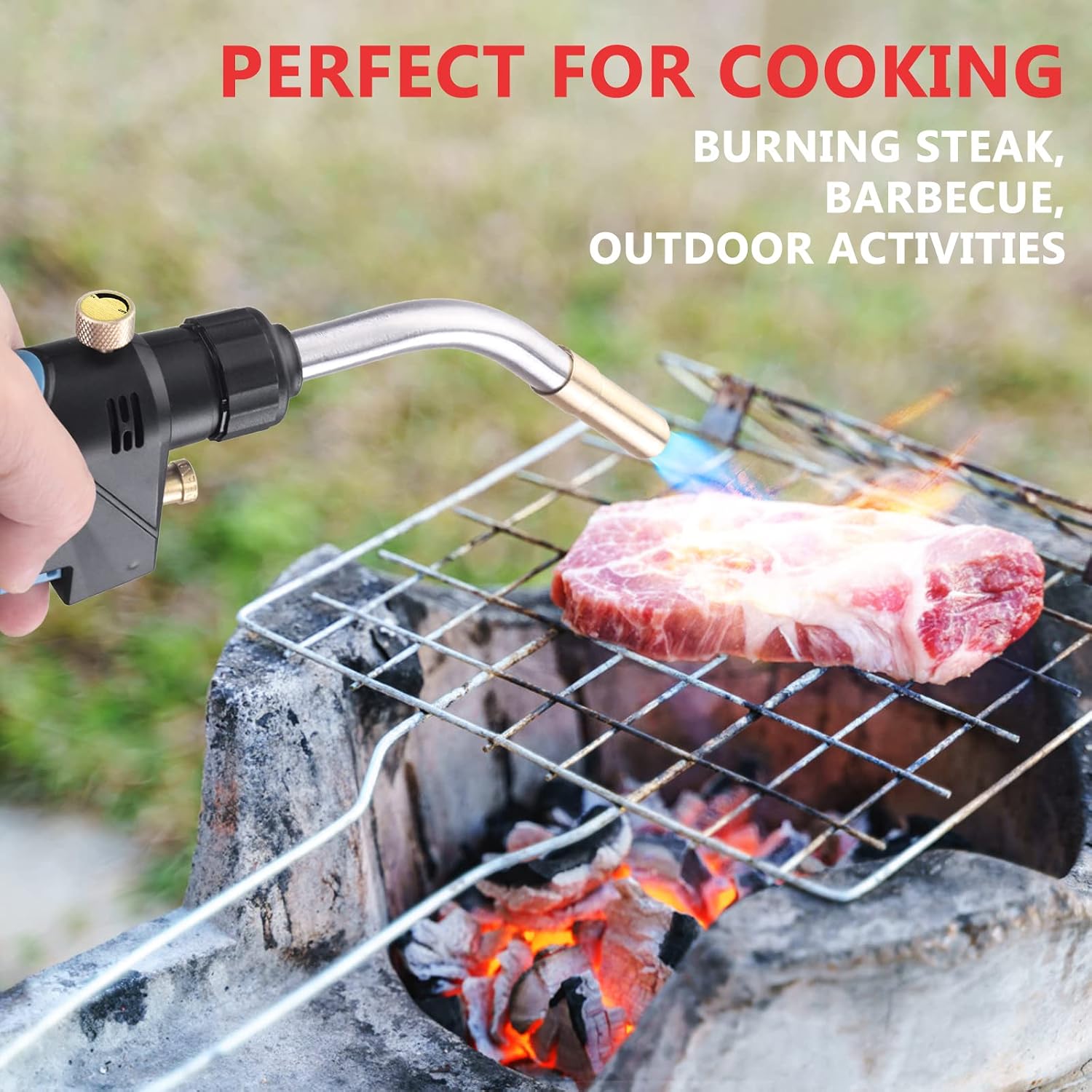 MAPP/MAP/PROPANE Gas Torch,Maximum Temperature 2372℉/1300℃ for Welding, Brazing, Soldering, Thawing, Grilling & More,Use Safe (Fits CGA600, 14.1oz Fuel)