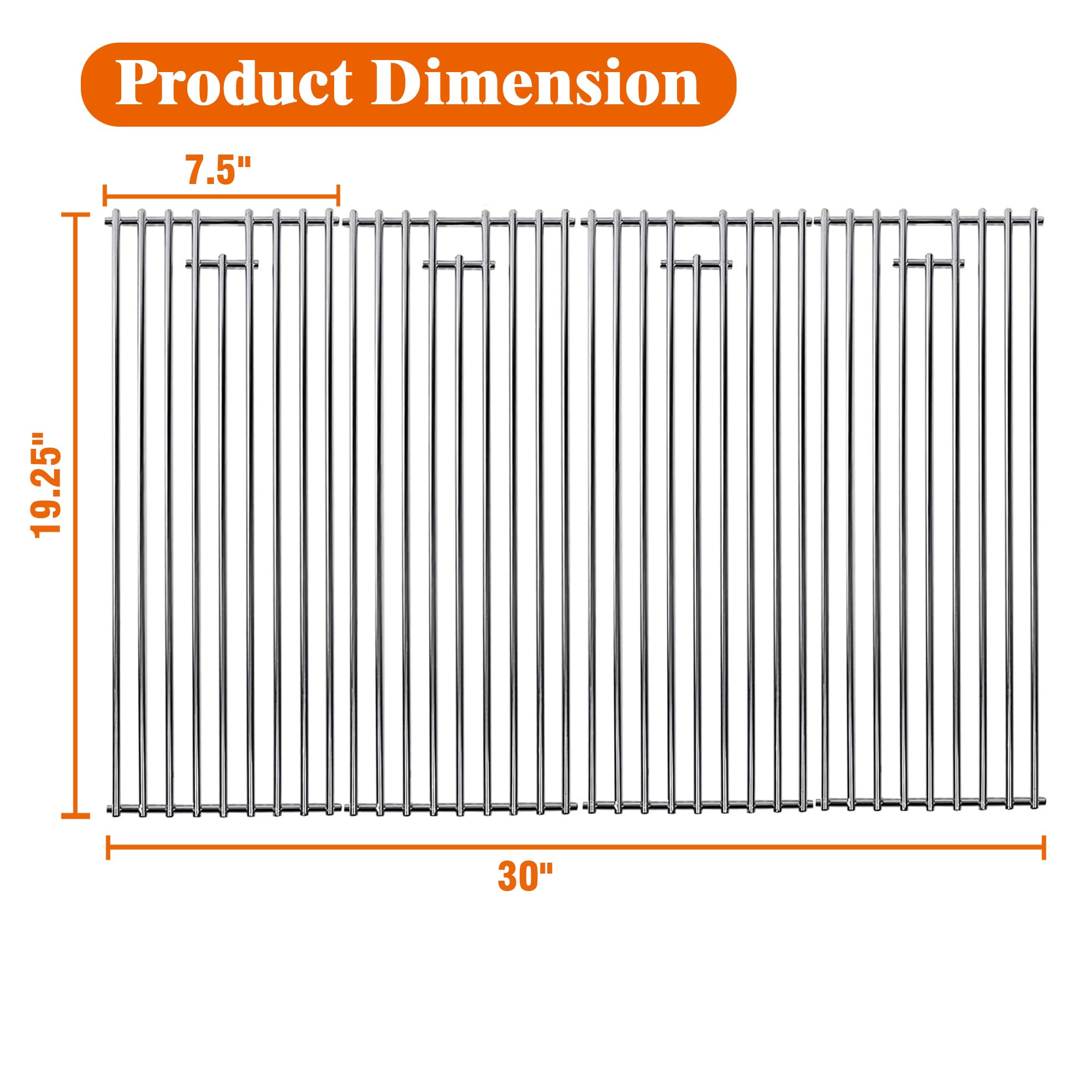 Bull BBQ Grillrost Ersatz – 4-teilig, Edelstahl, 48 X 76,2 Cm, Für Bull Angus, Brahma, Outlaw Modelle