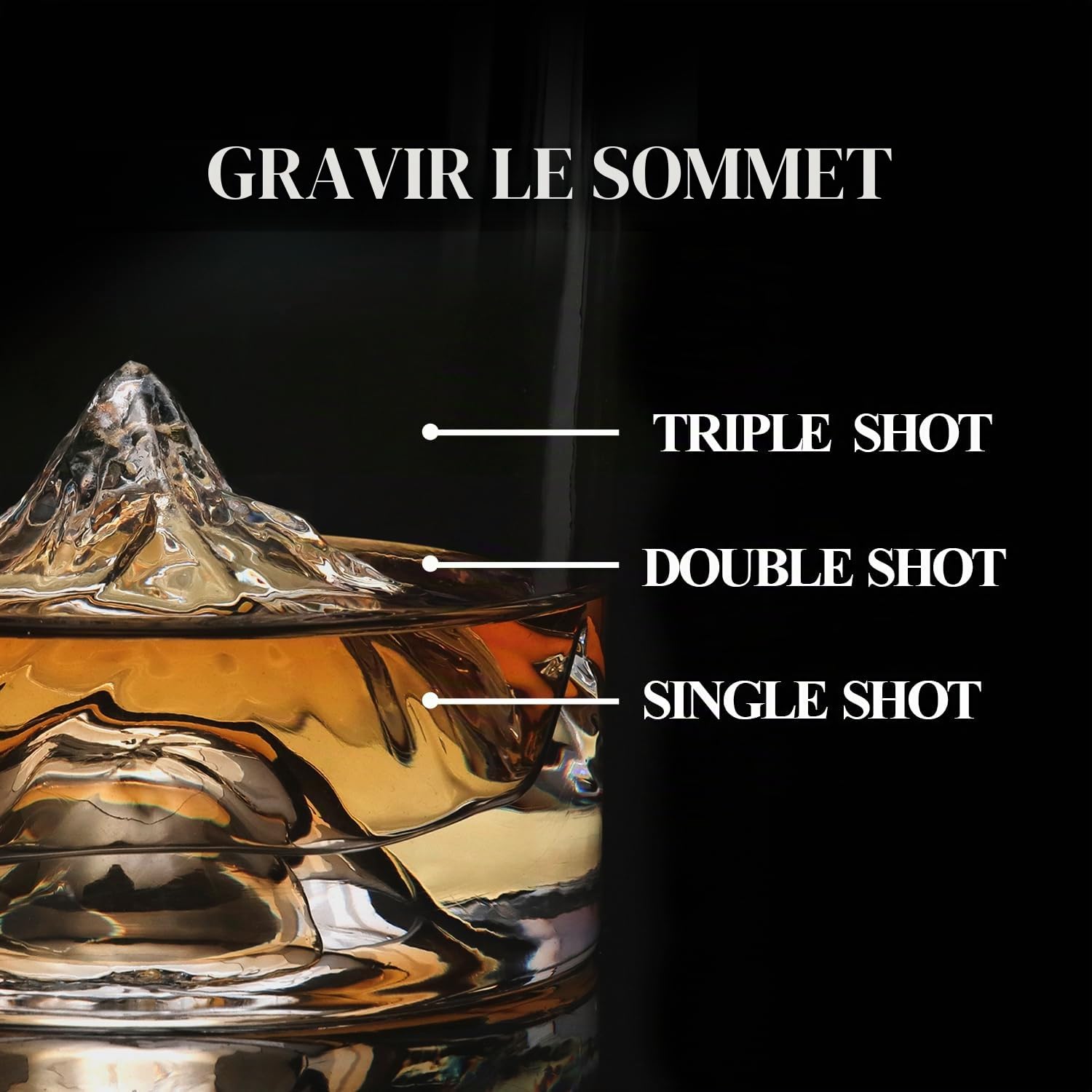 LIITON K2 Lot de 2 verres à bourbon en cristal de montagne népalais, cadeau de luxe lourd congelable pour homme, garçon d'honneur, 283,5 g