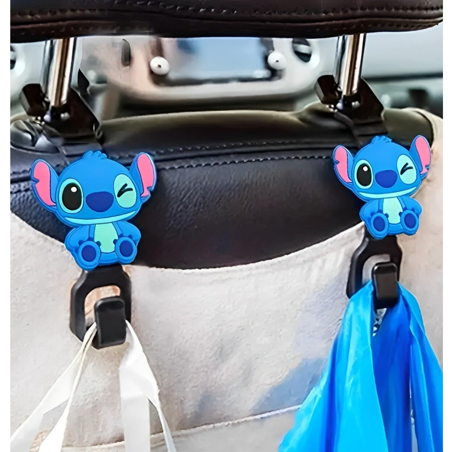 Rawan 2 Pack Car Seat Hooks for Headrest Cartoon Car Seat Backpack Hooks for Bags, Cloths, Mobile Phone Holder, Auto Seat Hook Hangers Storage, Car Seat Headrest Organizer Accessories.