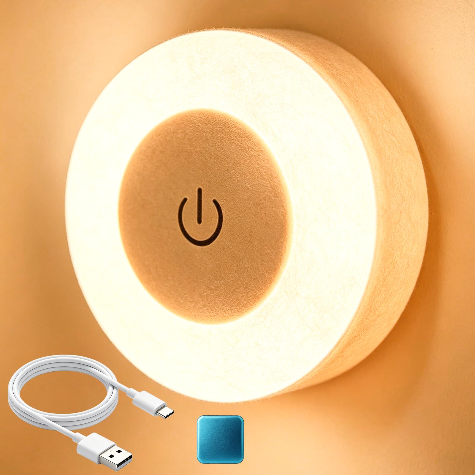 Jonorow Rechargeable LED Touch Night Light, Magnetic Travel Light with Stepless Dimmable, 3 Colours Wireless Rechargeable Lamp for Kids Nursery, Bedroom, Wardrobe & Kitchen Cupboard Night Feeds
