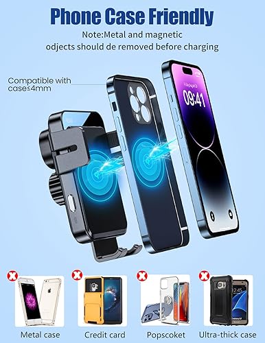 Miniatura 7 de Cargador Inalámbrico para Coche, MOKPR 15W/10W/7.5W Soporte de Teléfono para Portavasos, Soporte para Coche con Sujeción Automática y Carga Rápida,