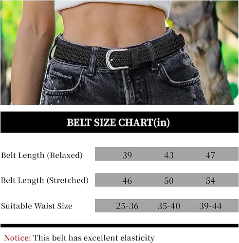 Miniatura 6 de Paquete de 2 cinturones trenzados para mujer, cinturón elástico tejido delgado, cinturón de tela de tela, cinturón elástico, hebilla dorada