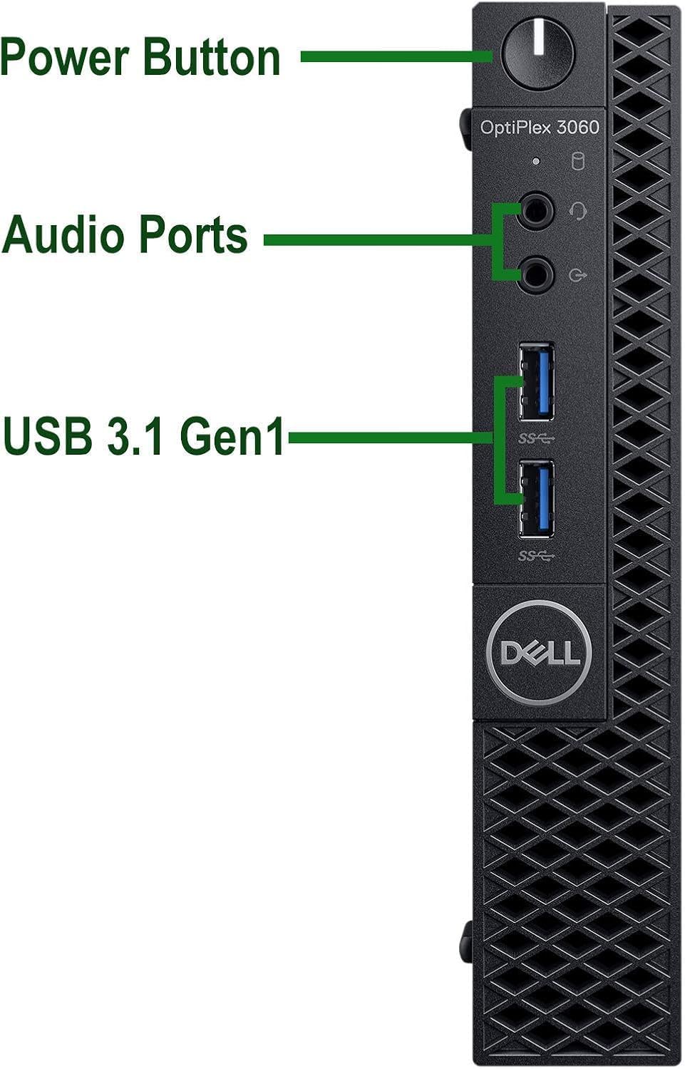 Dell Optiplex 3060 Mini Ordinateur PC Intel Pentium G5500, 8 Go de RAM, 256 Go SSD, Clavier US QWERTY WiFi, Bluetooth, Windows 11 Pro (Reconditionné)