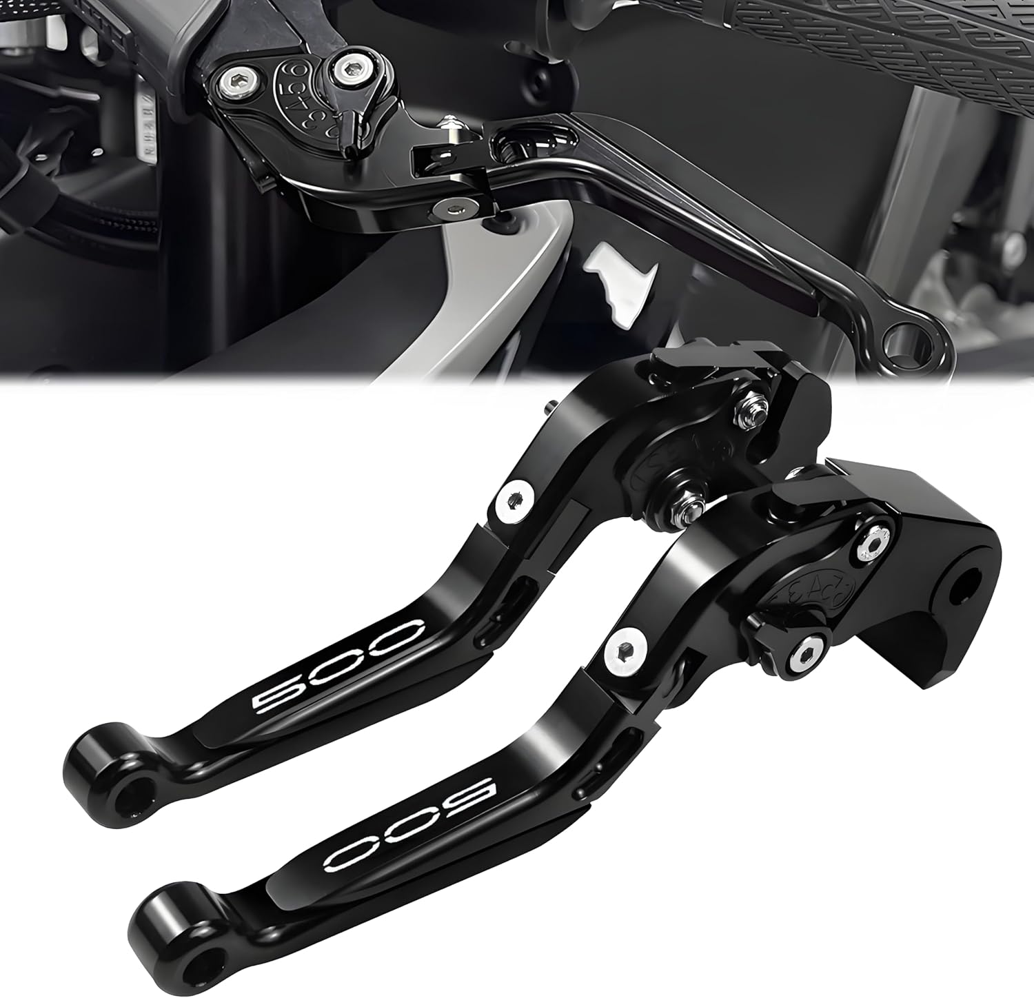 for Kawasaki NINJA500 Ninja 500 Z500 Z 500 SE ABS 2024 2025 Motorcycle Clutch Lever Adjustable Handlebars Brake and Clutch Levers Set (Black)