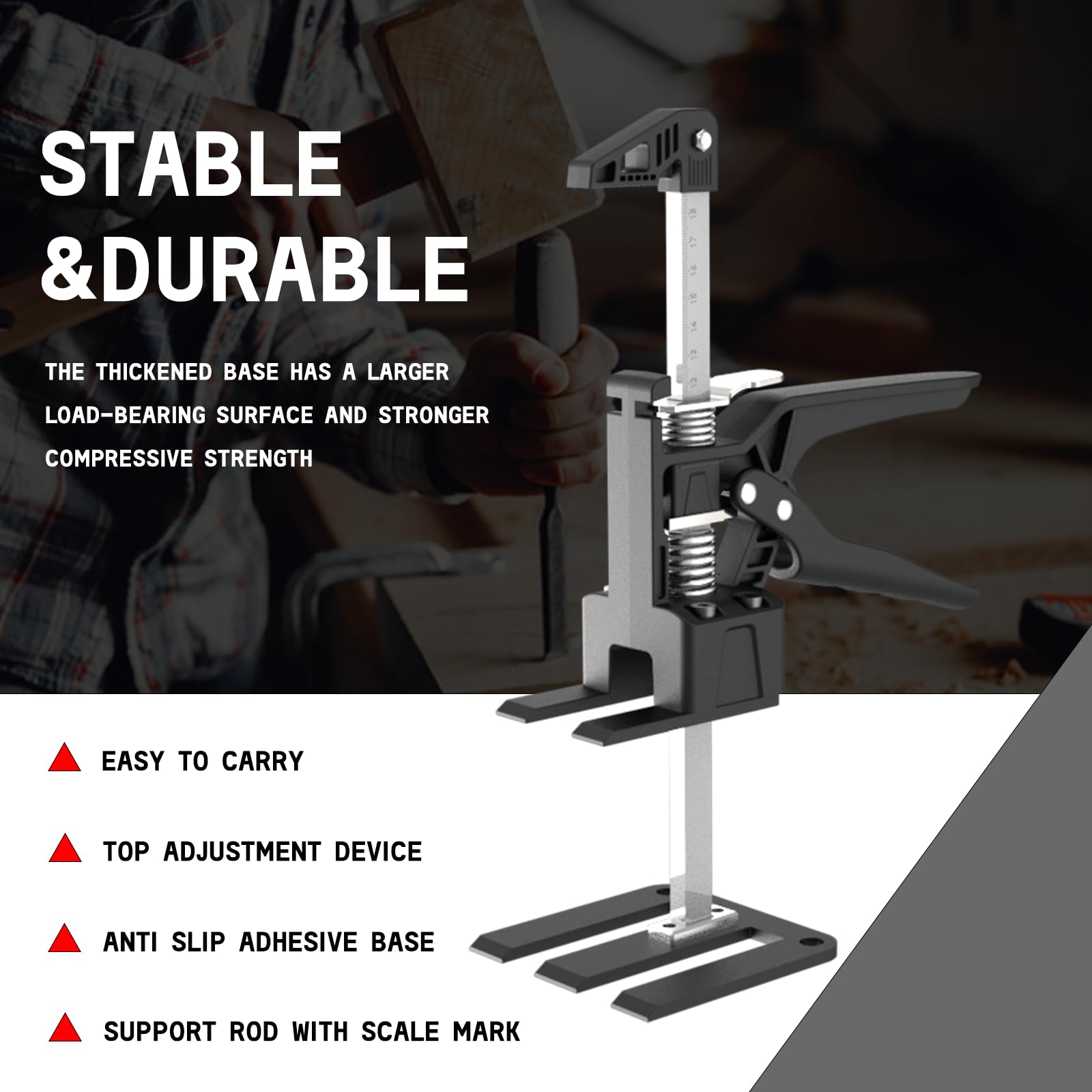 Labor Saving Arm Jack 2 Pack Stainless Steel 15.5 Inch Furniture Jack Lifter, Hand Lifting Jack Tool for Installing Cabinet and Wall Tile Height Adjusters,Load-Bearing 330LBS