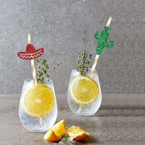 Miniatura 3 de Decoración de paja de papel para fiesta mexicana, pajitas de papel para despedida de soltera, pajitas de fiesta mexicana de Luau, fiesta de cinco de