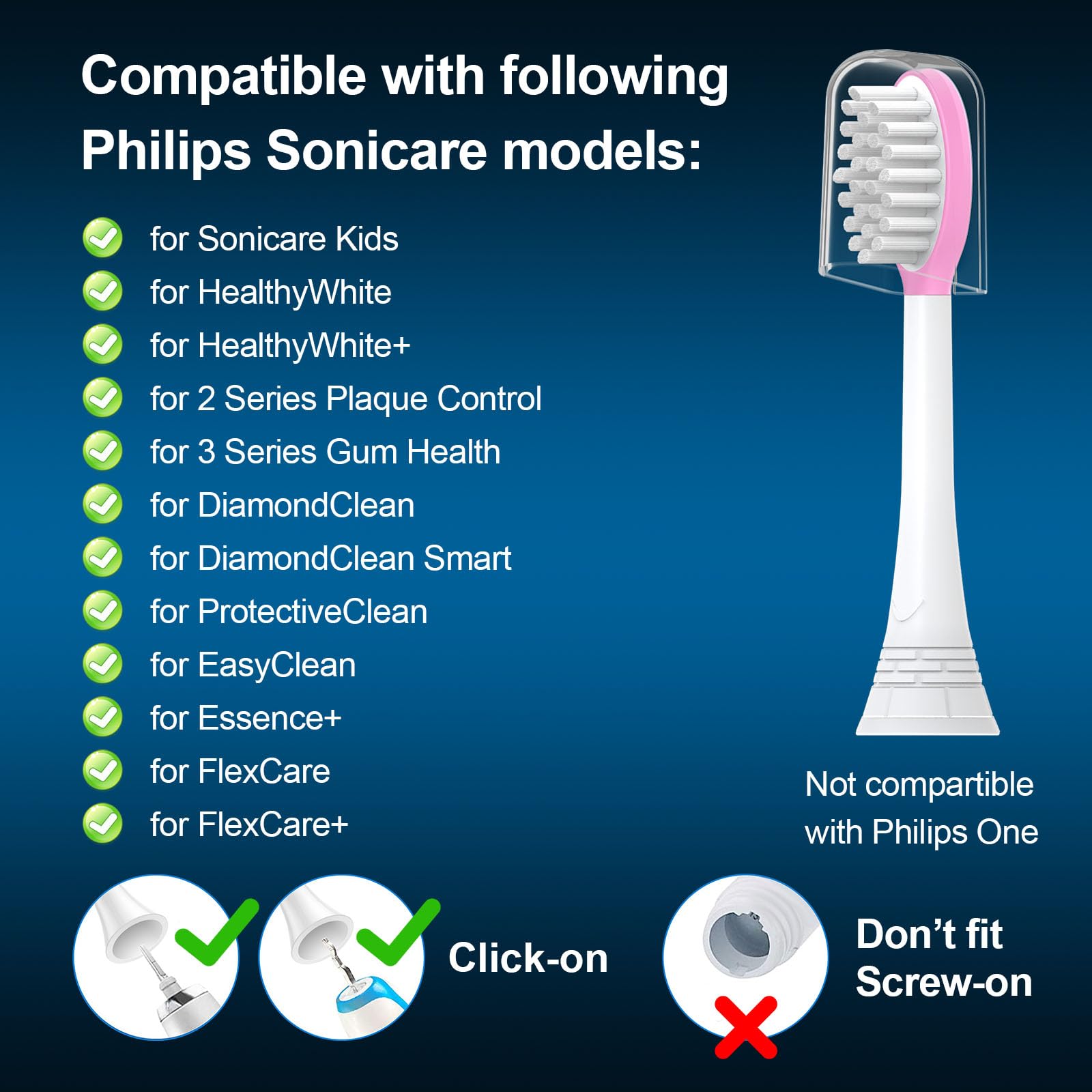 Cabezales de cepillo de dientes de repuesto para niños, paquete de 10 para Philips Sonicare | Cepillo de dientes eléctrico suave para niños de 7 años en adelante, para niños y niñas, 5 rosas + 5 azules para niños