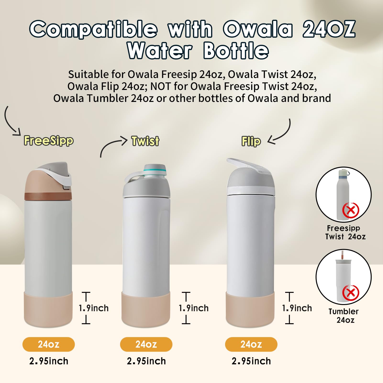 BKBY 2PCS Silicone Water Bottle Boot, Compatible with Owala 24oz 32oz 40oz - Image 2