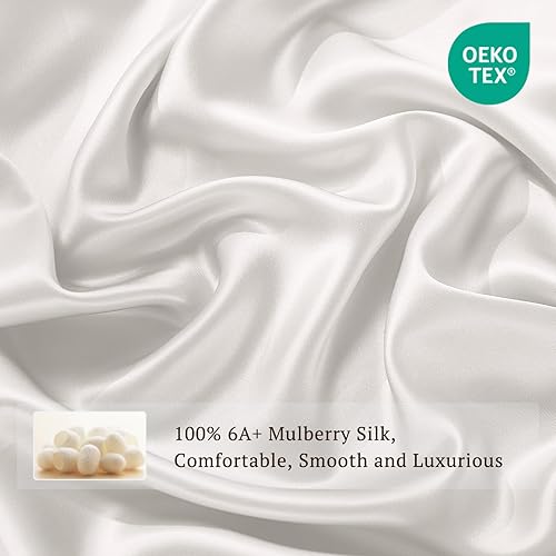 Miniatura 2 de THXSILK Silk - Juego de sábanas bajeras tamaño King de 3 piezas, 6A+ de grado superior, 100% seda de morera pura, sábanas de lujo para cabello y
