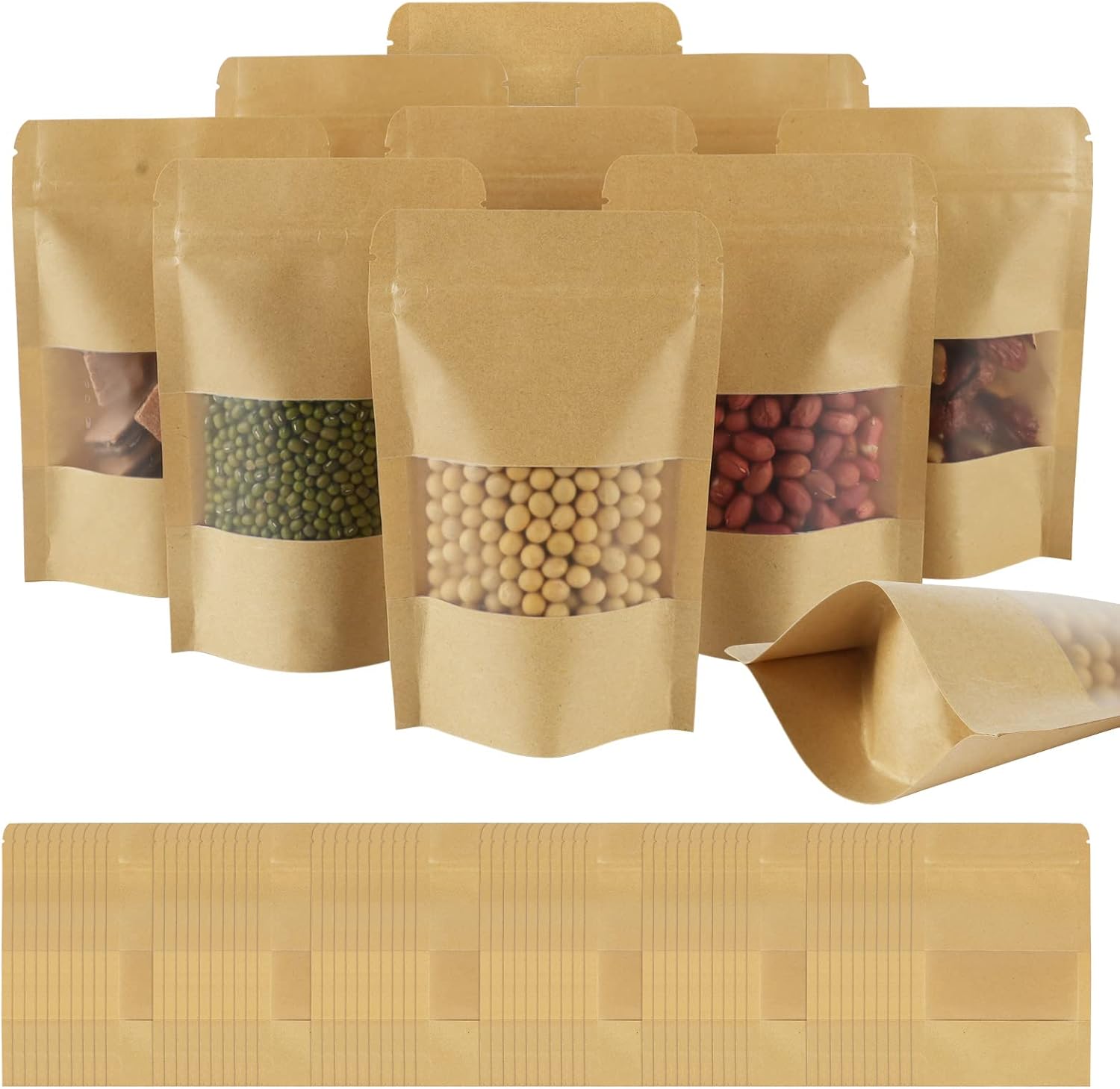 AUAUY 100PCS Sachet Kraft Alimentaire, Sac Papier Kraft avec