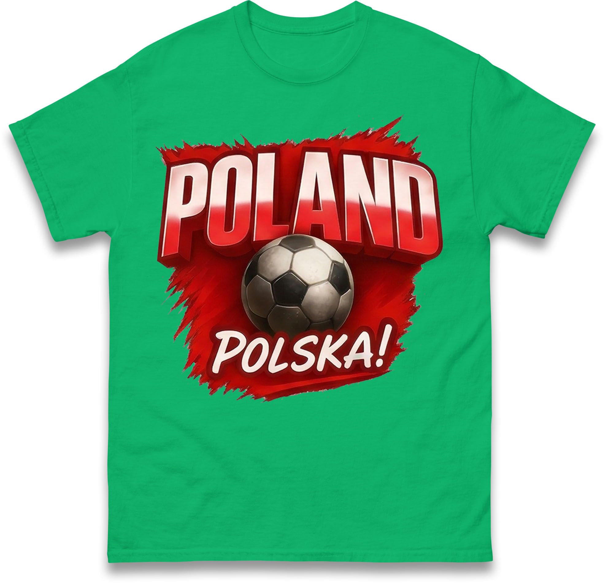 Poland Polska Football T-Shirt, Polish Football Fan Tee, Mens & Womens Sports Tee, World Cup & Euro Supporter Shirt Gift Kelly Green