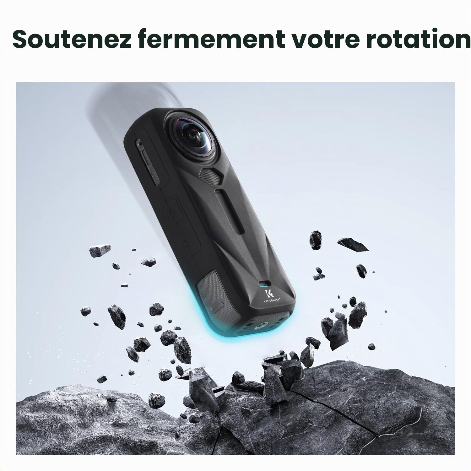 K&F Concept Coque de Protection et Bouchon d'objectif en Silicone pour Insta360 X5