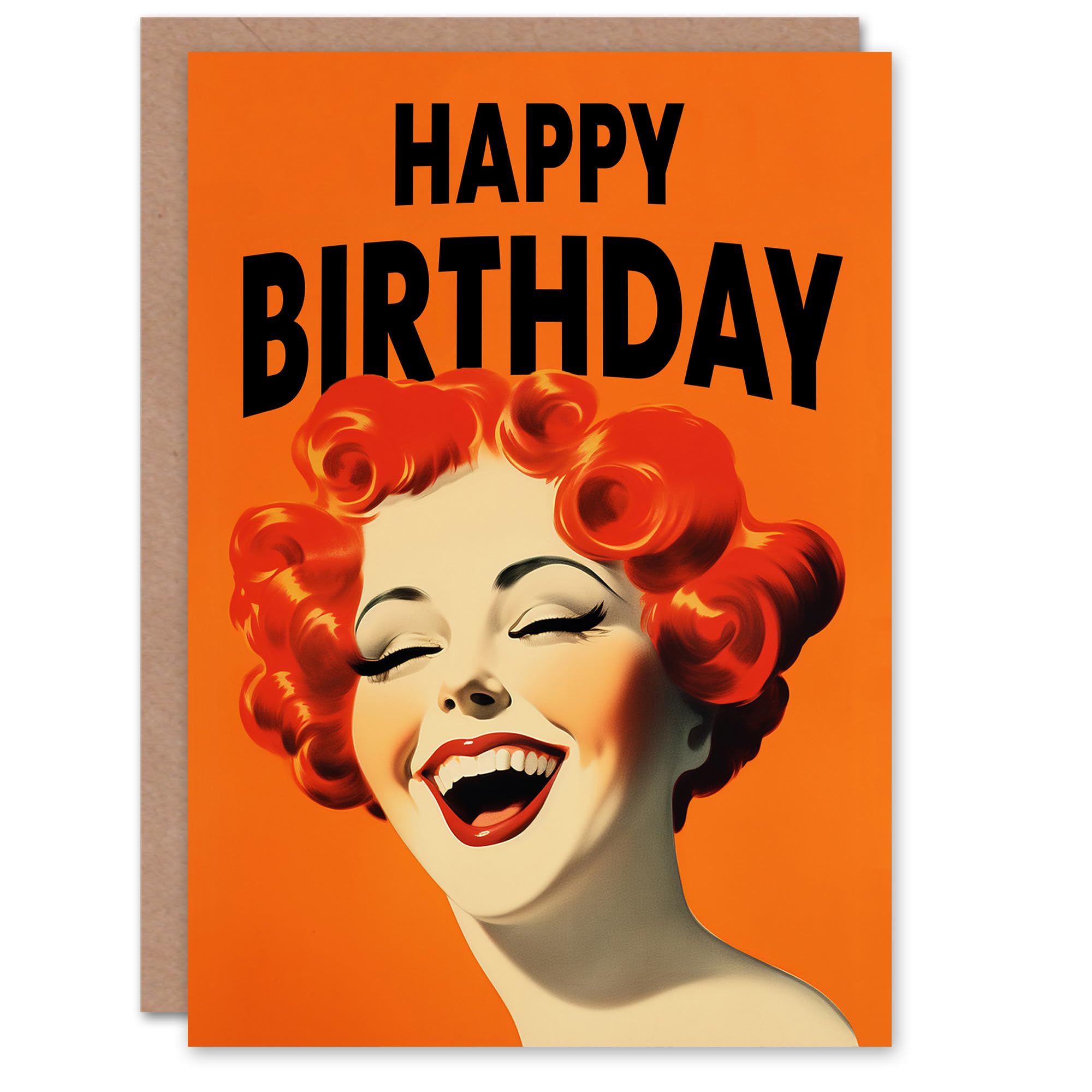 Artery8 Birthday Greeting Card Happy Laughing Ginger Lady For Her