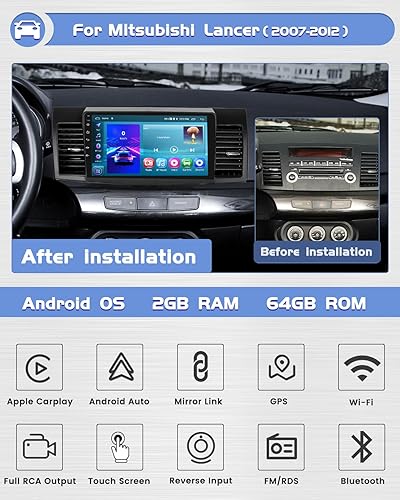 Miniatura 9 de Para radio Mitsubishi Lancer 2007-2012, Apple CarPlay Android 11 Car Stereo con Android Auto pantalla táctil de 10.1 pulgadas, receptor de audio