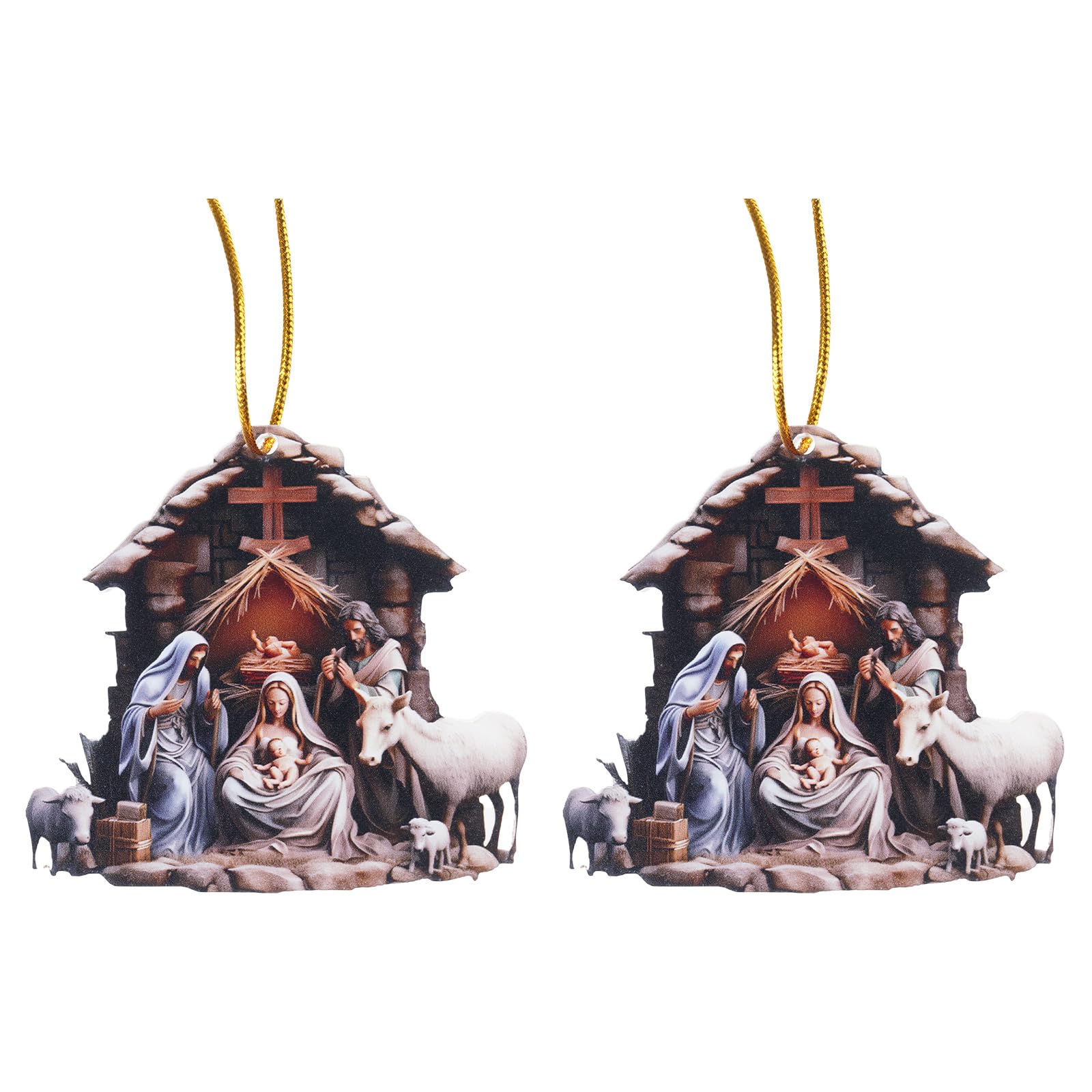 Yhplxyuus Of 2 Nativity Scene Pendant Acrylic Wall Hangings Decorative Hangers Perfect for Interior Enthusiasts Acrylic Decorative Pendant