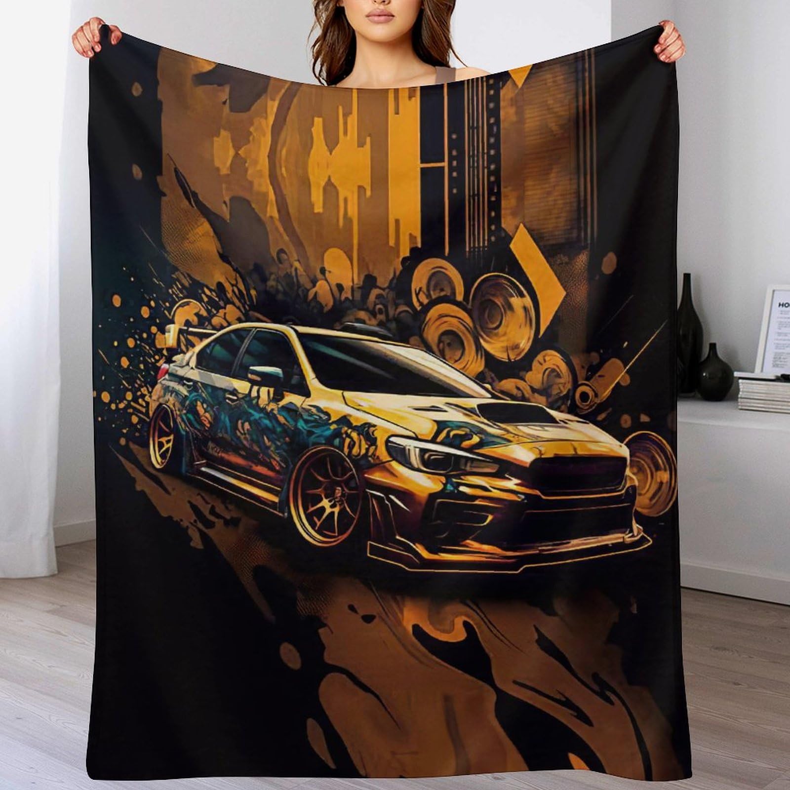 Couverture voiture de sport en flannel douce 100x130cm plaid imprimé pour lit et canapé