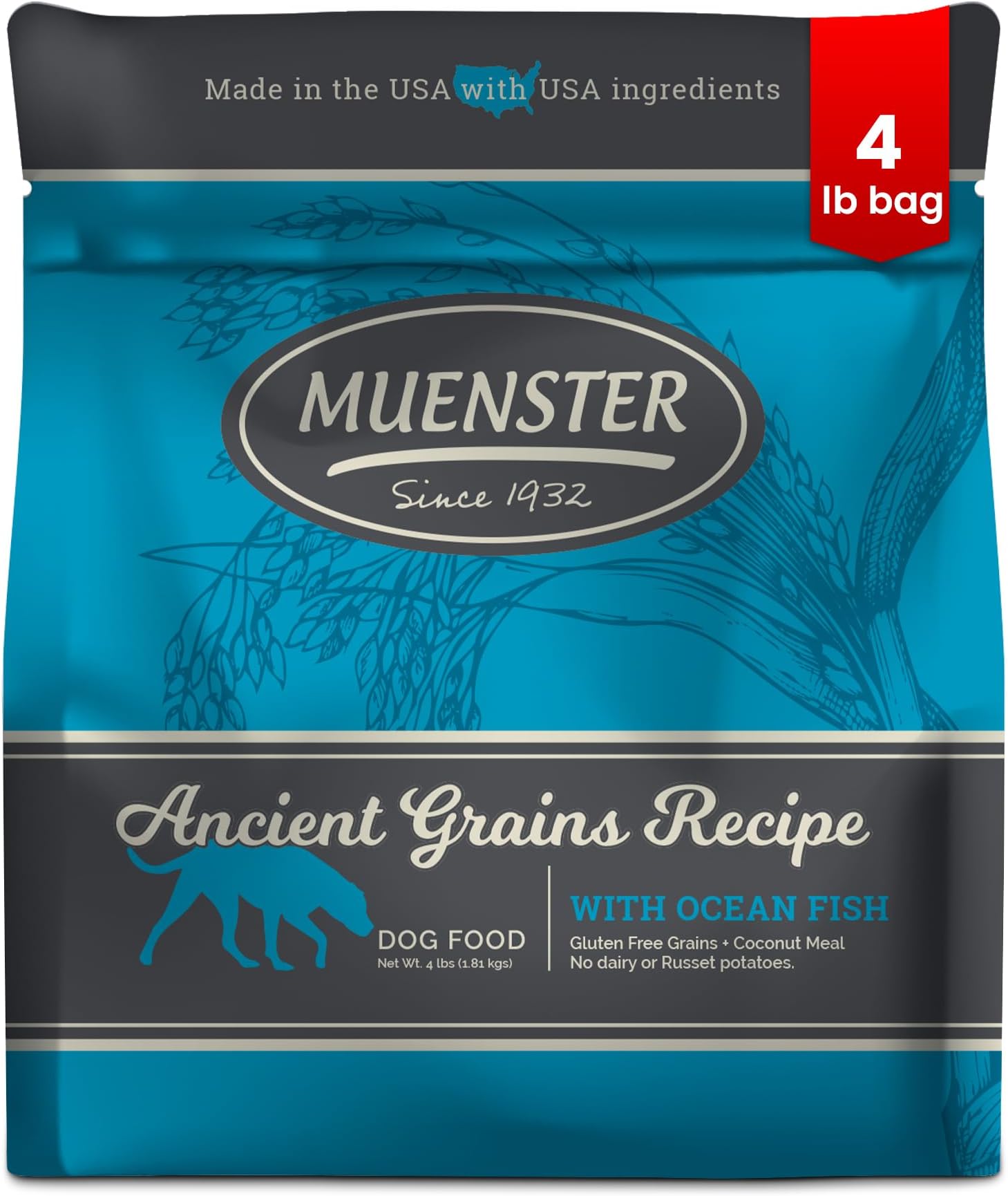 Ancient Grains Ocean Fish Dry Dog Food, 4lb - Gluten-Free, High Protein, Digestive Support