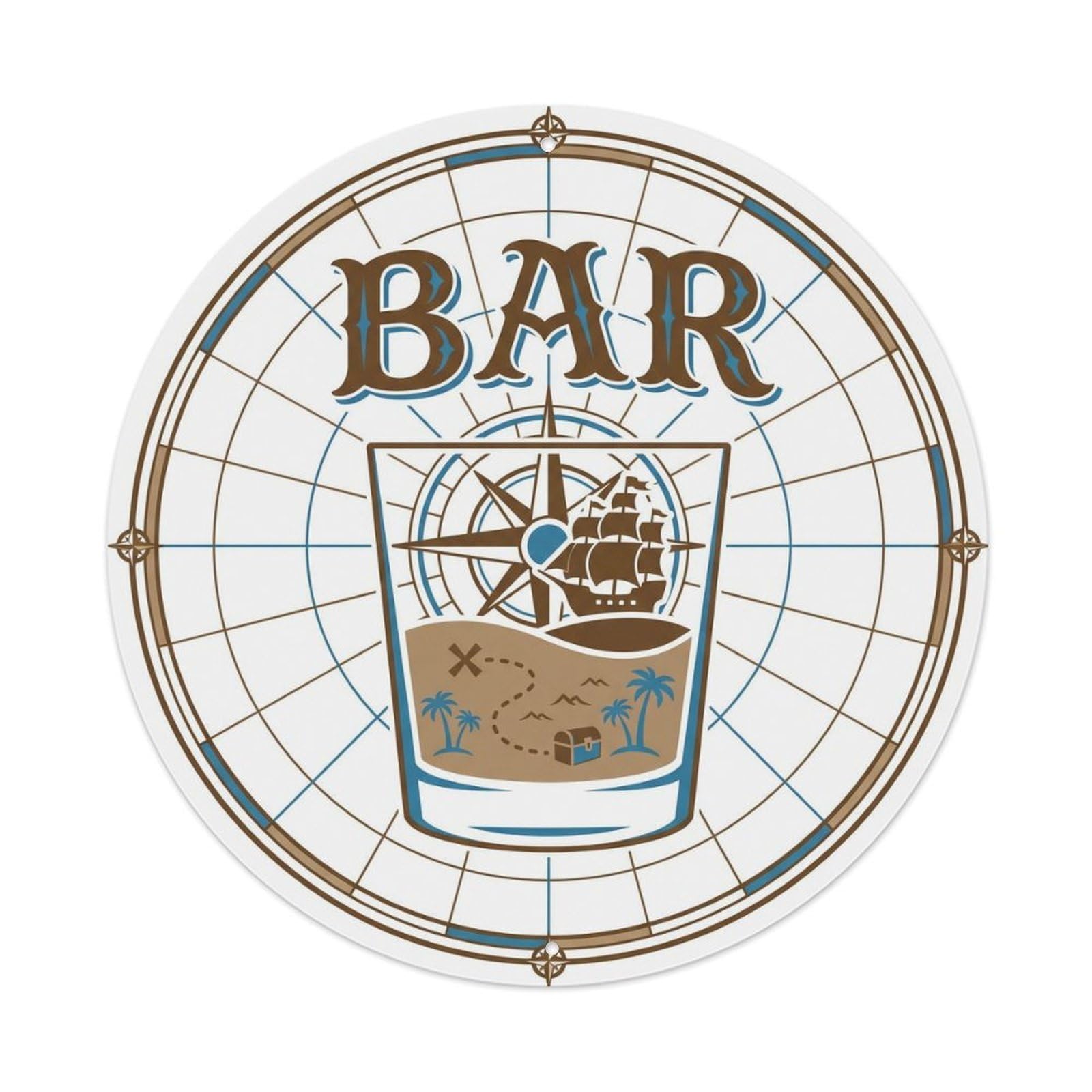 BAR Vintage Cartographer Lounge Metal Tin Sign Plaque