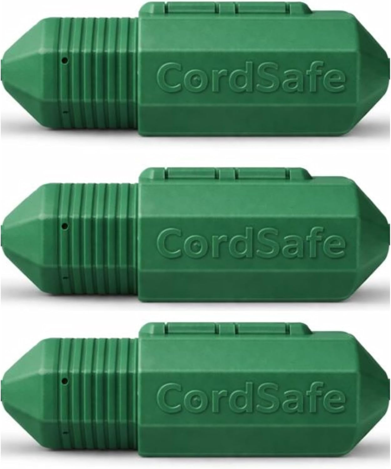 Extension Cord Connection Protector by CordSafe Plus, Weather-Resistant, Fits 18–12 AWG, Helps Keep Plugs Secure, Made in USA (Green, 3 Pack)