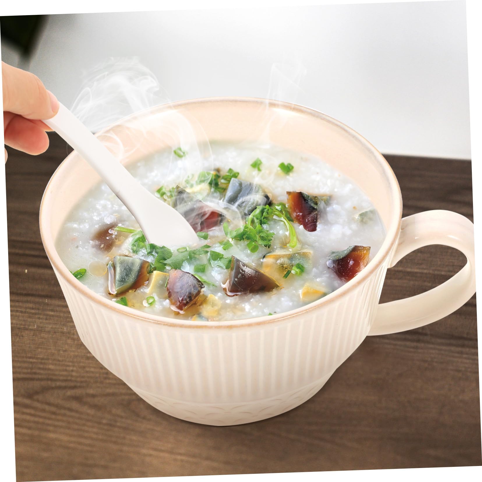 Keramik Becher mit Henkel 500ml Weiß für Frühstück und Milch | Japanischer Stil, Kreative Schlichte Optik, Vielseitig für Wasser, Saft und Soda, 1 Stück