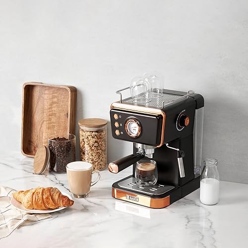 Miniatura 9 de HADEN Barista Brew - Cafetera de café expreso de acero inoxidable con función espumador de leche y vaporizador y tanque de agua de 1.5 L, color