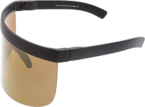 Miniatura 10 de Futurista Oversize Escudo Plano Superior Color Mono Lente Gafas De Sol 6772in