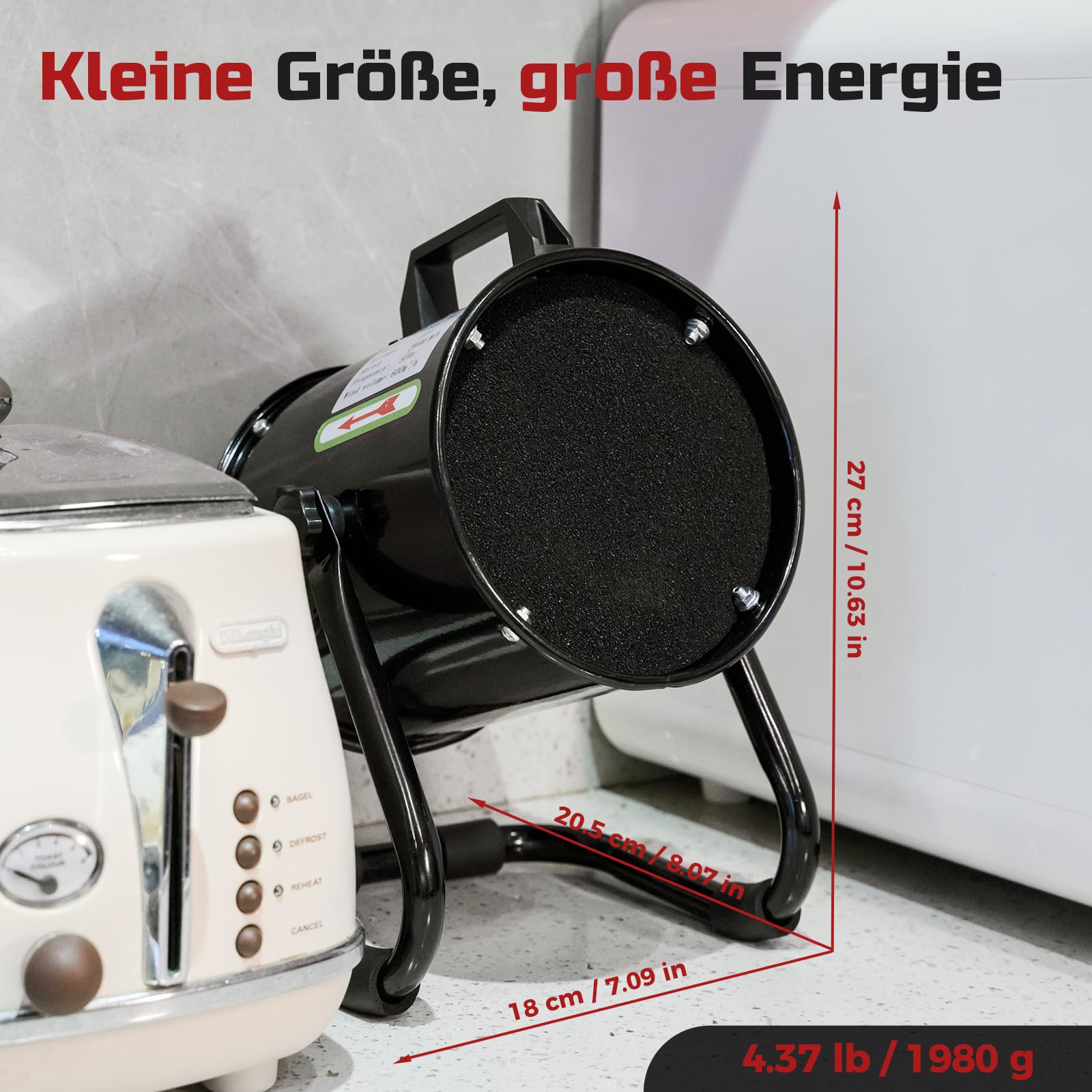 Tragbare Dunstabzugshaube 40W 600m³/h Abluftventilator mit 10 Aktivkohle Filter/120°verstellbare/Geräuscharmer/Aus Aluminiumlegierung - Mobile Abzugshaube für Belüftung Abluftgebläs im Indoor/RV