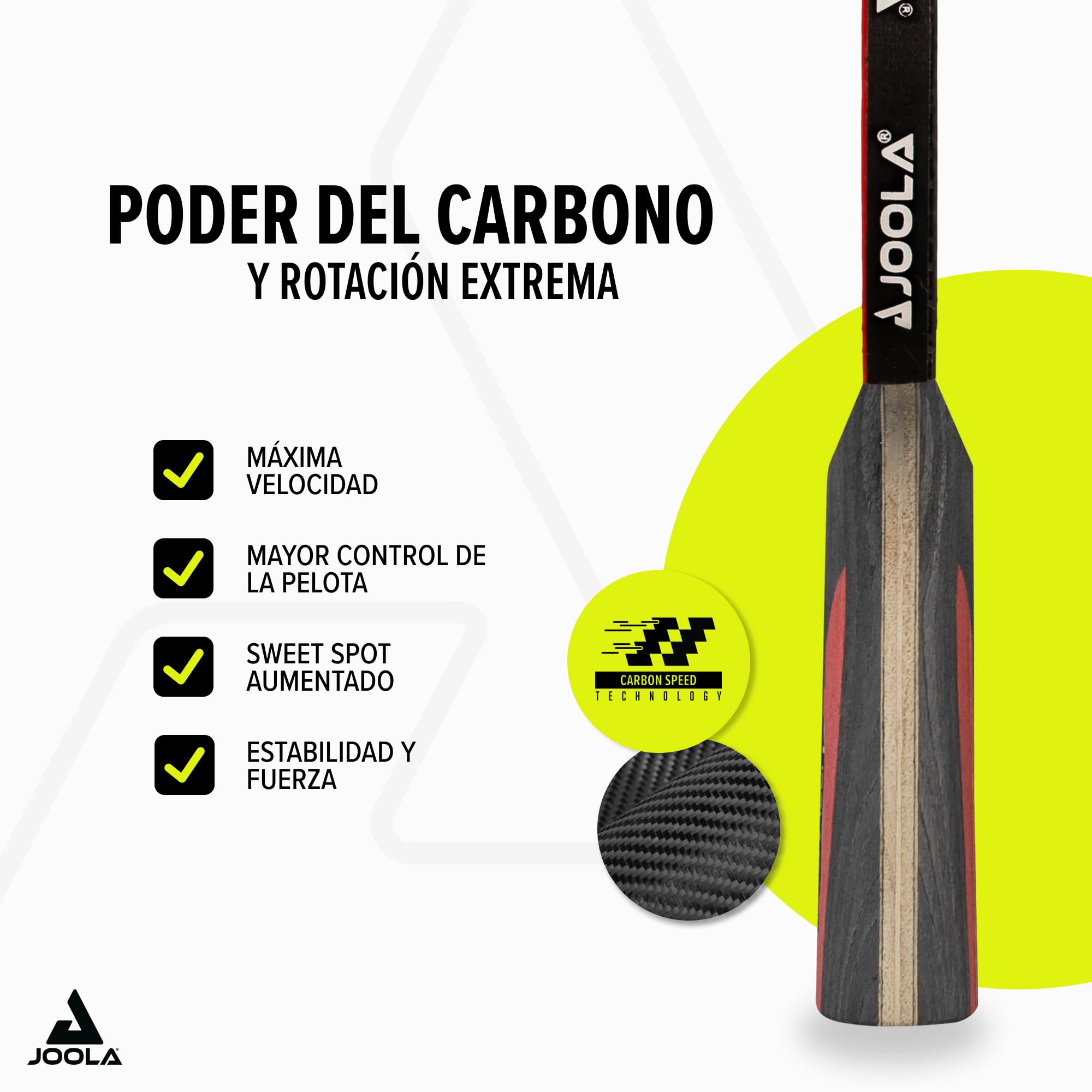 JOOLA Carbon Raqueta de Ping Pong Profesional, para Jugadores avanzados - Tecnología Carbowood