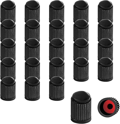 Miniatura 1 de 25 tapas de vástago de válvula de neumático, tapa de válvula de neumático de automóvil con sello de goma O, tapas de vástago de rueda herméticas a