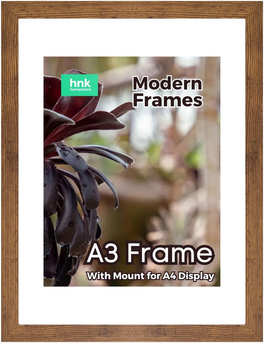 RUSTIC Large A3 Picture Poster Frame Size 29.7 X 42cm, 297 X 420mm with White mount for Image, Photo, Artwork, or Print Size A4, 21 X 30cm, 210 X 300mm [RUSTIC A3/A4 Frame]