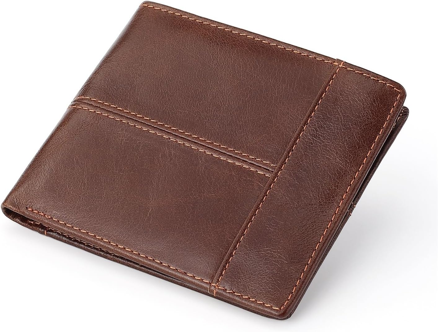 Men's Wallet Clip Short Top Layer Multi-card 2 Fold Men's ID Bag(white-Patch five-pointed star4)