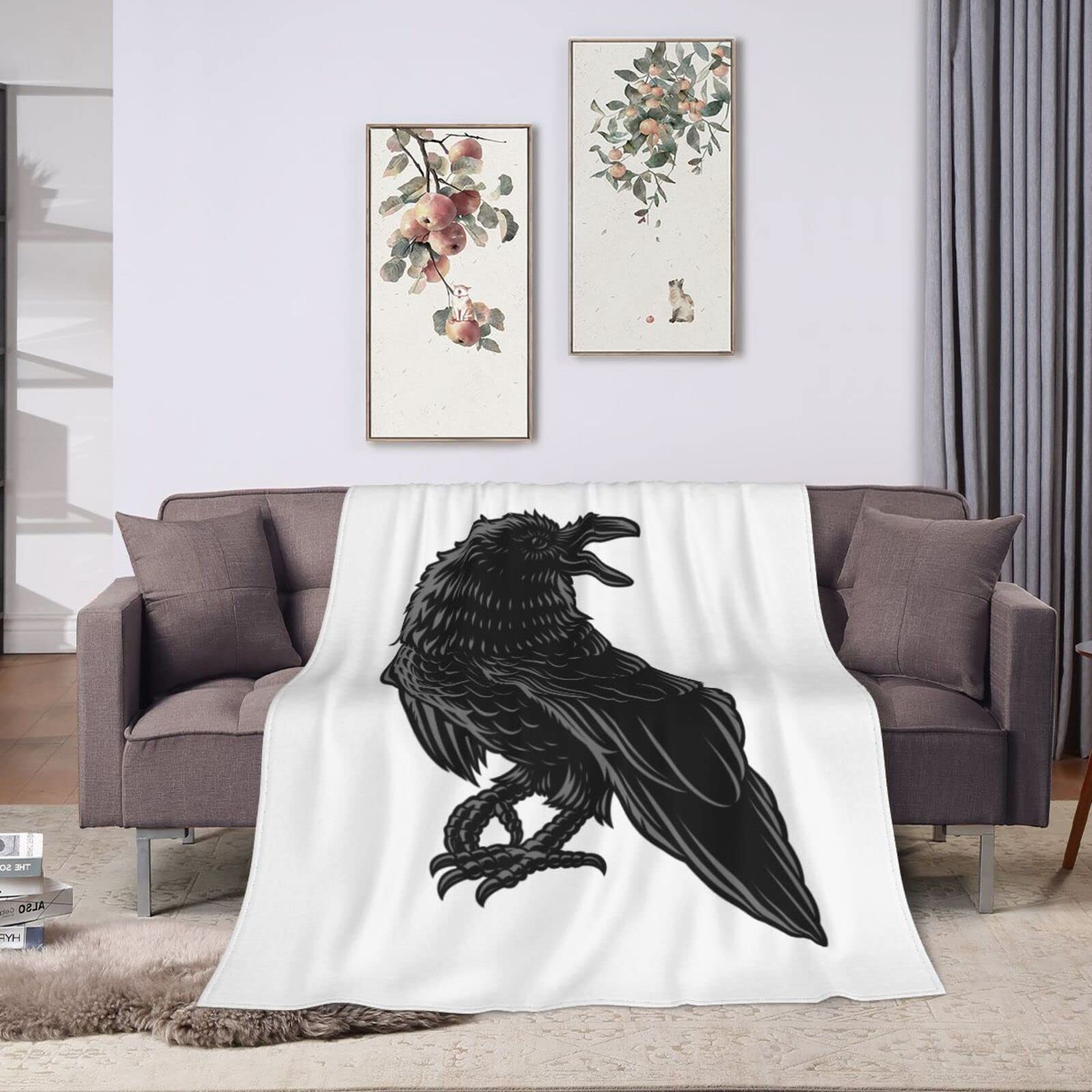 Rabanne Black Textured Blanket Amazon.com: Black Raven Throw Blanket for Couch Bed Sofa  main image 3