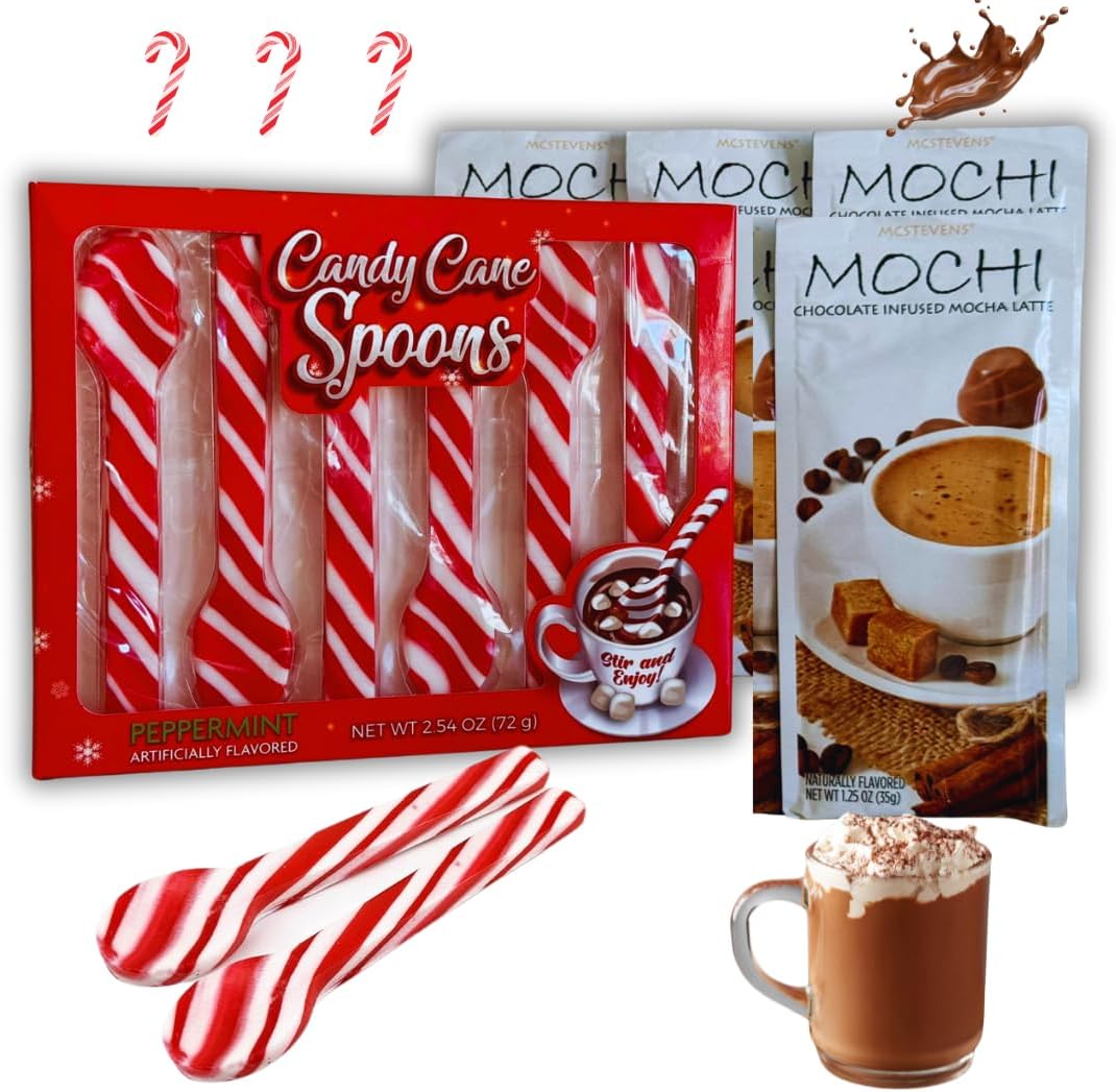 ELI&VAL Christmas gift baskets for families-Happy Holidays Gift Set- Peppermint Candy Cane Spoons -Peppermint Oreo Cookie - Gummi Reindeer - mnm Cookie Dough Bites -Plus Free Card (christmas 1)