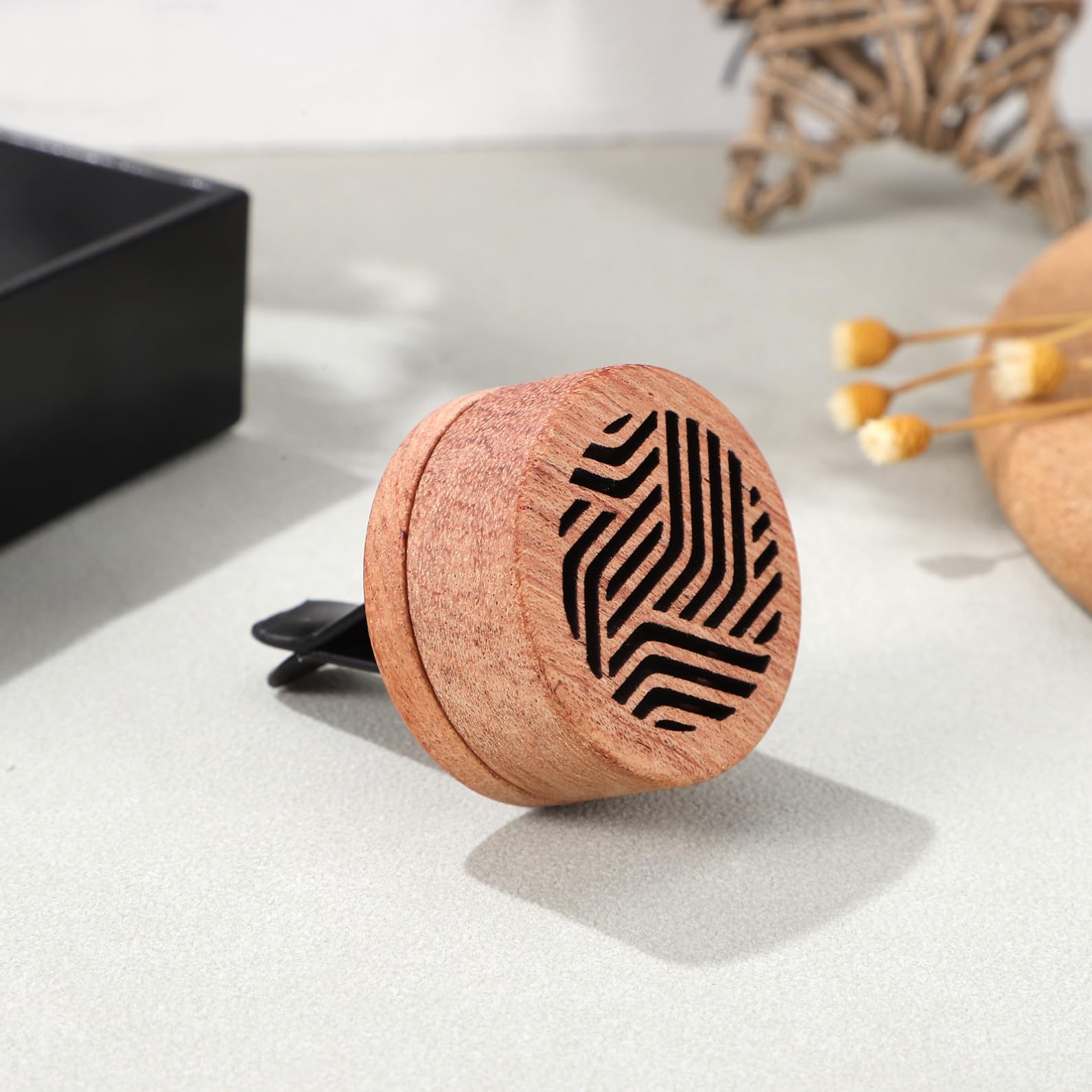5pezzi Diffusore Di Profumo Per Auto Elegante Diffusore Aromatico Da Montare Per Ufficio Studio e Auto Realizzato Di Palissandro Naturale Facile Da Usare e Decorativo