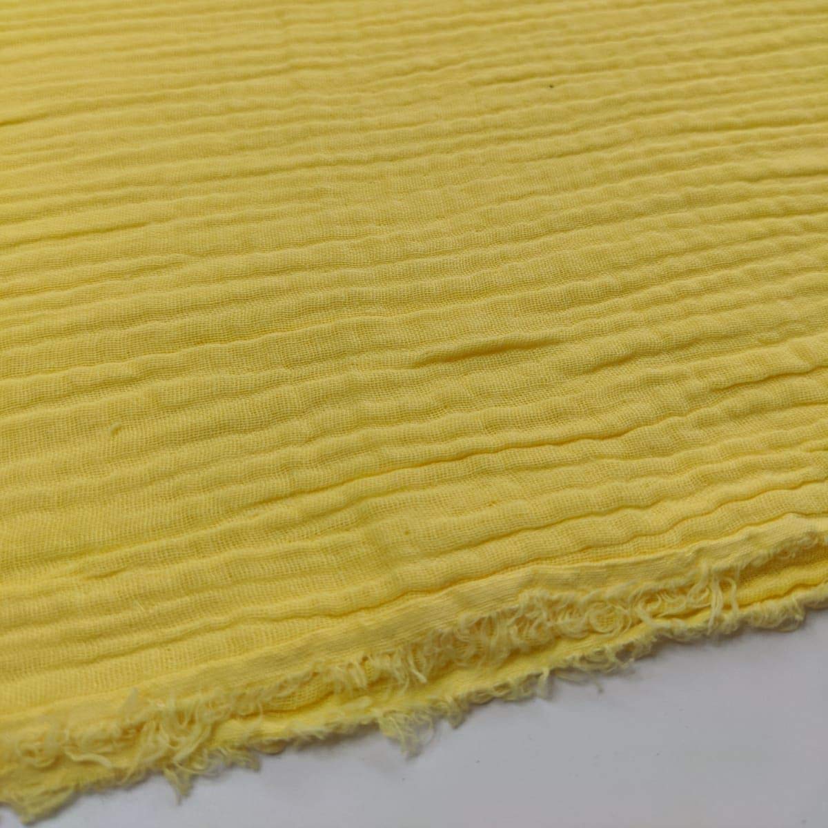 Discover Lifestyle & Fashion Fabrics Yellow Double Gauze 100% Cotton Plain Fabric Dress Making Lightweight Muslin Baby Swaddle Blankets Scarves Summer Clothing | 53" - 135 Cm Wide | Per Metre (Yellow)