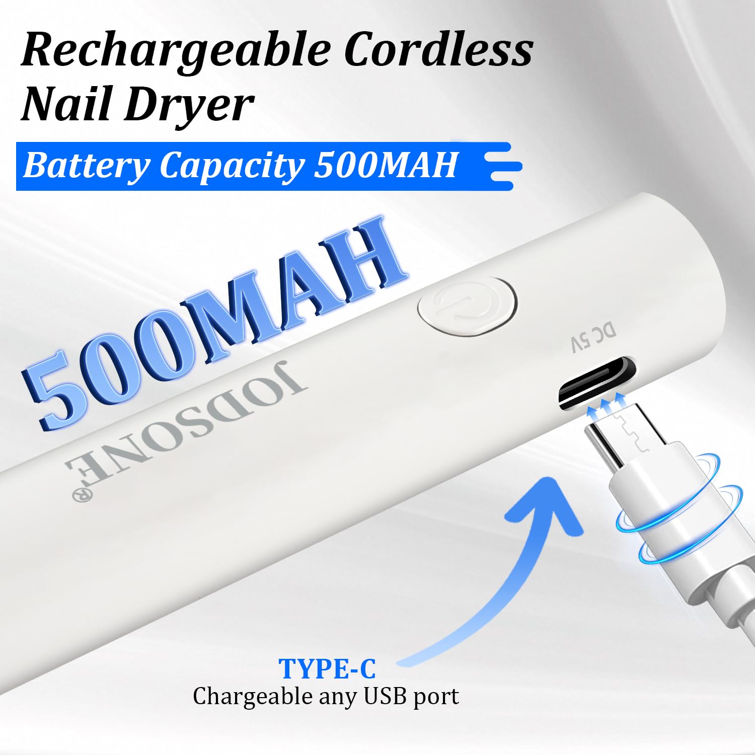 JODSONE Lampada UV per Unghie Portatile Piccola con Magnete e Display LCD - Lampada LED Ricaricabile Maniüre per Casa, Design Compatto e Maneggevole, Bianco