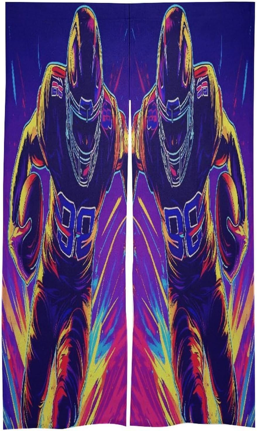 Neon Rugby Players Door Curtain Blackout Curtains Bedroom Decor | Door Window Curtains Door Curtain for Doorway Privacy Room Divider Drapes for Closet Patio Home Kitchen Decorations