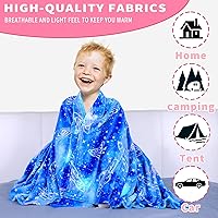 Vista 4 de Wesan Manta de galaxia que brilla en la oscuridad, regalos espaciales para niños y niñas, espacio exterior, planetas, naves espaciales, astronomía