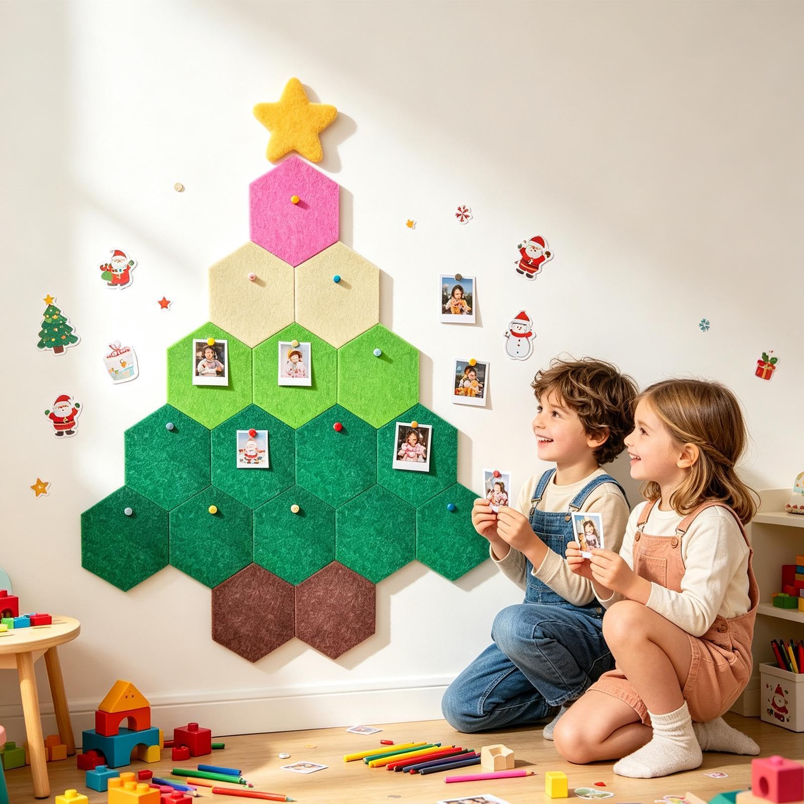 Filcowa choinka na zdjęcia 130 x 150 cm świąteczna dekoracja ścienna