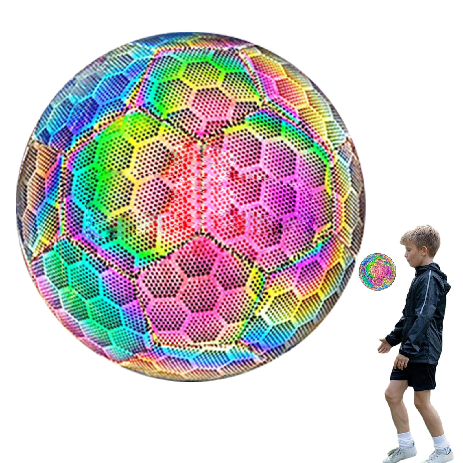 Pallone da calcio luminoso, pallone da calcio luminoso | Esercizio di riflettente per attività notturne luminose - Attrezzatura per esercizi fitness per esterni ed interni, sport di