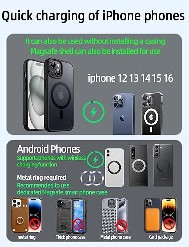 Miniatura 6 de Soporte de teléfono para camión para cargador de automóvil MagSafe, brazo largo de 10 pulgadas, carga inalámbrica magnética Qi2 de 15 W para